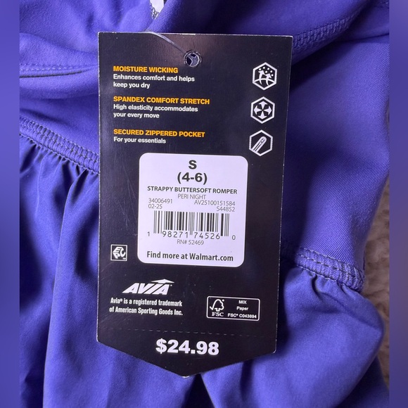 Women’s Small (4-6) Avia Athletic Romper NWT - Picture 4 of 7
